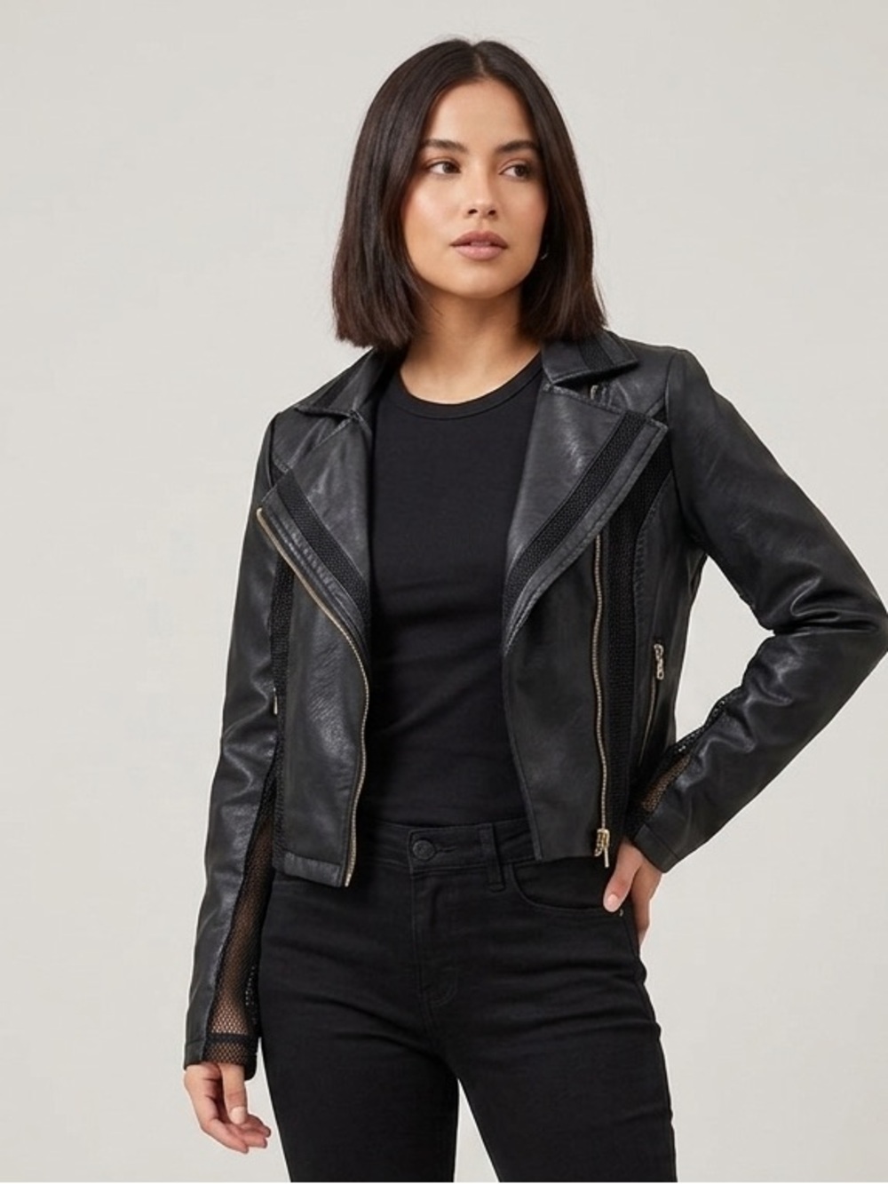 Chocolate Black Faux Leather Moto Jacket